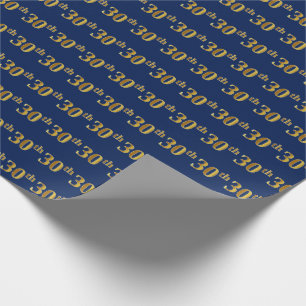 Blue, Imitate Gold 30. (30.) Event Geschenkpapier