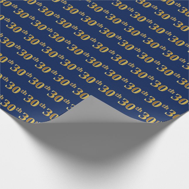 Blue, Imitate Gold 30. (30.) Event Geschenkpapier (Ecke)