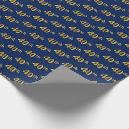 Blue, Imitate Gold 40. (40.) Event Geschenkpapier