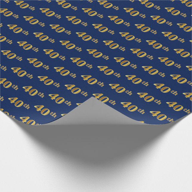 Blue, Imitate Gold 40. (40.) Event Geschenkpapier (Ecke)