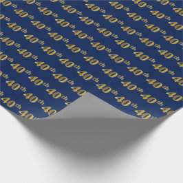 Blue, Imitate Gold 40. (40.) Event Geschenkpapier