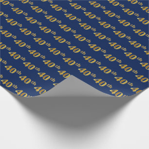 Blue, Imitate Gold 40. (40.) Event Geschenkpapier