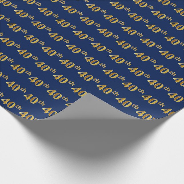 Blue, Imitate Gold 40. (40.) Event Geschenkpapier (Ecke)