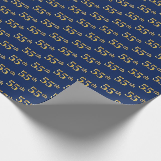 Blue, Imitate Gold 55. (Fünfundfünfzigste) Veranst Geschenkpapier (Ecke)