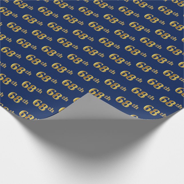 Blue, Imitate Gold 68. (Achtundsechzigste) Veranst Geschenkpapier (Ecke)