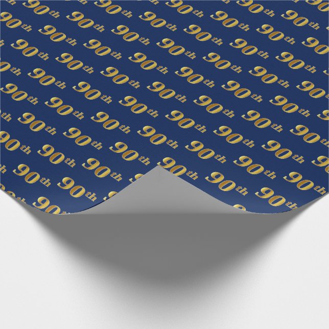 Blue, Imitate Gold 90. (Neunzigste) Event Geschenkpapier (Ecke)