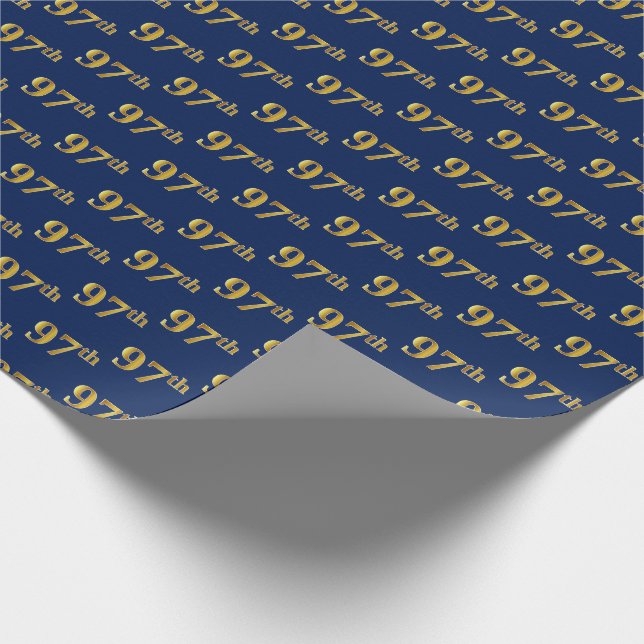 Blue, Imitate Gold 97. (siebenundneunzig) Event Geschenkpapier (Ecke)