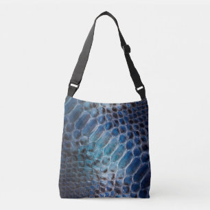 Blue Imitate Lederschlange bedrucken Crossbody Bag Tragetaschen Mit Langen Trägern