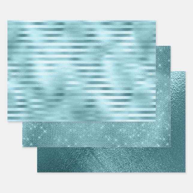 Blue Imitats Foil Mix and Match 2 Geschenkpapier Set (Set)