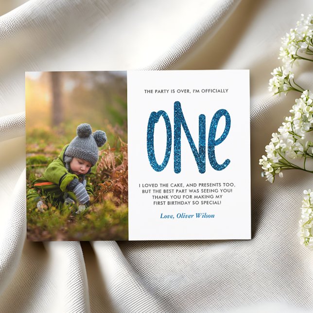 Blue Imitats Glitzer 1. Geburtstag Danke Postcard Postkarte (Von Creator hochgeladen)