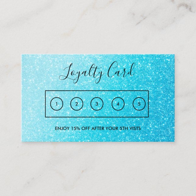 Blue Imitats Glitzer Custom Loyalty Card Visitenkarte (Vorderseite)