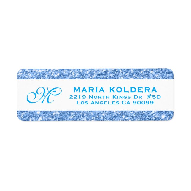 Blue Imitats Glitzer Custom Monogram (Vorne)