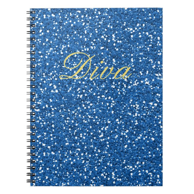 Blue Imitats Glitzer Diva Notizblock (Vorderseite)