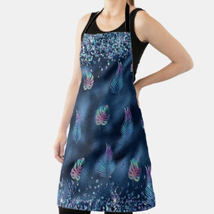 Blue Imitats Glitzer mit farbenfrohen Matching-Blä Schürze