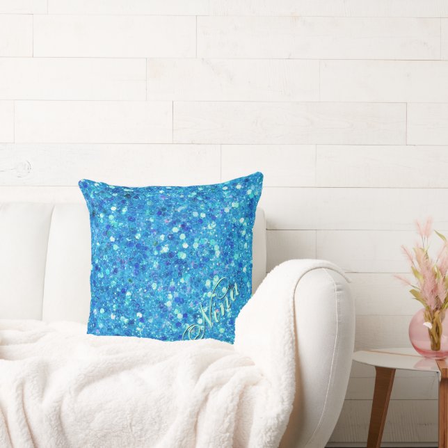 Blue Imitats Glitzer Pillow Kissen (Liege)