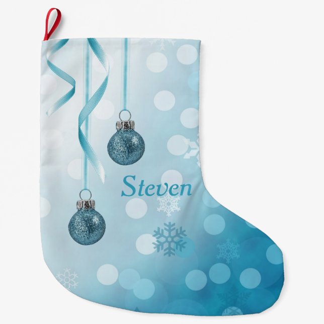 Blue Imitats Glitzer Weihnachtsschmuck Großer Weihnachtsstrumpf (Vorderseite)