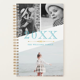 Blue Imitats Gold & White Foto Collage Planer