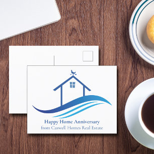 Blue Immobilienunternehmen Happy Home Jubiläum Postkarte