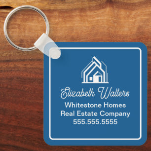 Blue Immobilienunternehmen Personalisierter Makler Schlüsselanhänger