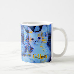 Blue Impressionist Kitten Art Cat Lady Monogram Kaffeetasse