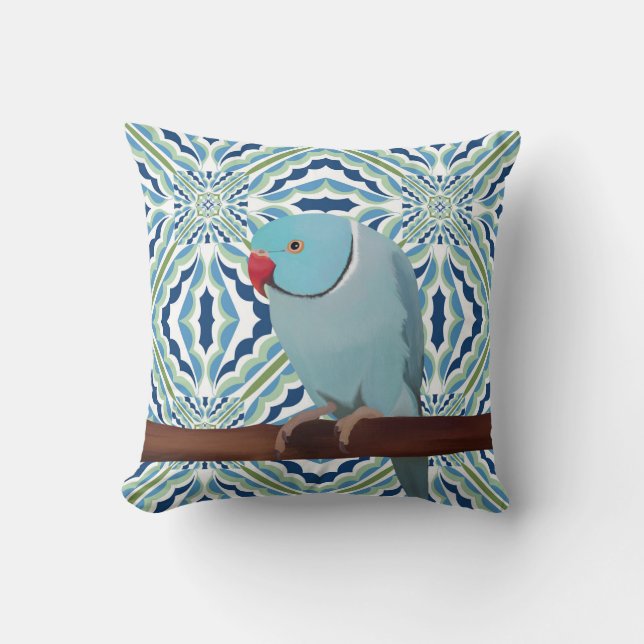 Blue Indian Ringneck Parakeet Kissen (Vorderseite)