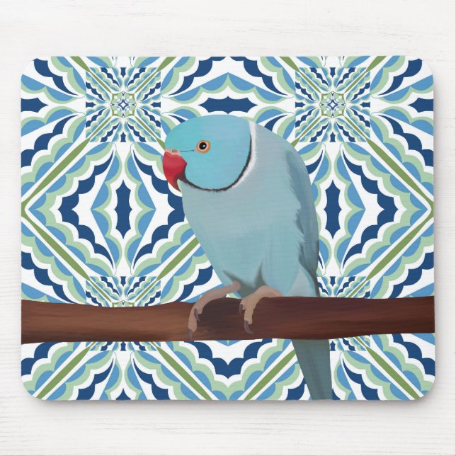 Blue Indian Ringneck Parakeet Mousepad (Vorne)