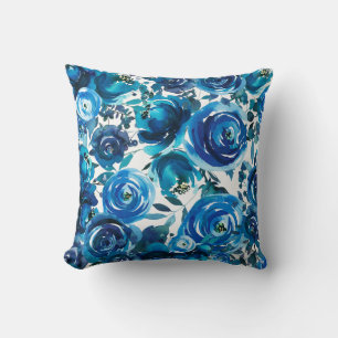 Blue Indigo Floral Blume Elegantes Shabby Chic Kissen