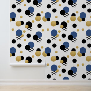 Blue Indigo Gold Polka Dot Tapete