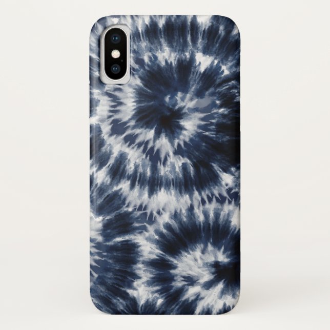 Blue Indigo Shibori Gefärbte Krawatte Case-Mate iPhone Hülle (Rückseite)