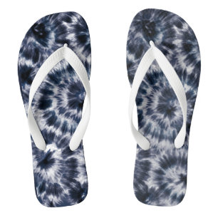 Blue Indigo Shibori Gefärbte Krawatte Flip Flops