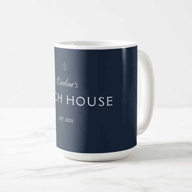 Blue Individuelle Name Einfach Elegant Moderne Kaffeetasse (VorderseiteRechts)