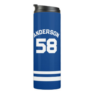 Blue Individuelle Name & Number Sports Fan Thermosbecher