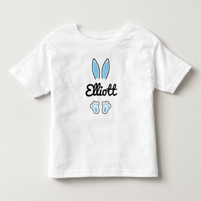 Blue Individuelle Name Osterfest Bunny Ears Fee Kleinkind T-shirt (Vorderseite)