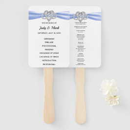 Blue Infinity Heart Wedding Program Fans Fächer