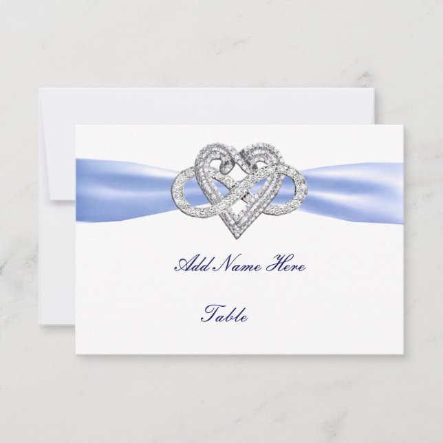 Blue Infinity Heart Wedding Table Platzkarte (Vorderseite)
