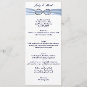 Blue Infinity Wedding Menu Card Menükarte