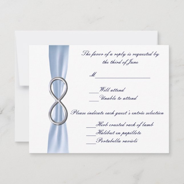 Blue Infinity Wedding Response Card RSVP Karte (Vorderseite)