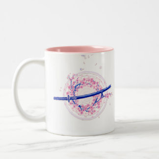 Blue Ink Katana & Cherry Blossom / Sakura Mug Zweifarbige Tasse