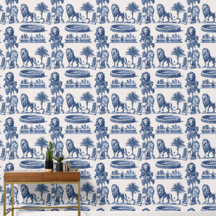 Blue Ink Lions und Savannah Tapete