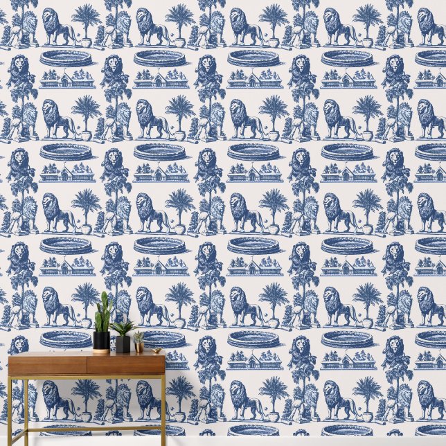 Blue Ink Lions und Savannah Tapete (Hausflur)