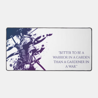 Blue Ink Samurai Warrior & Custom Quote Desk Mat Schreibtischunterlage