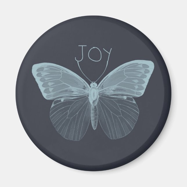 Blue Inspirational Joy Butterfly Magnet (Vorne)