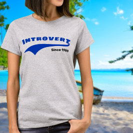 Blue Introvertierte Typografie Swoosh Custom Date T-Shirt