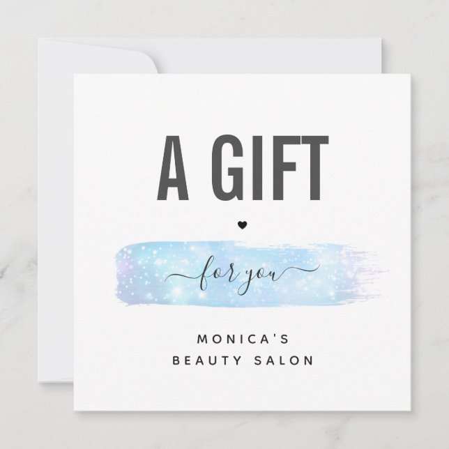 Blue Iridescent Brush Stroke Logo Schönheit Makeup (Vorderseite)