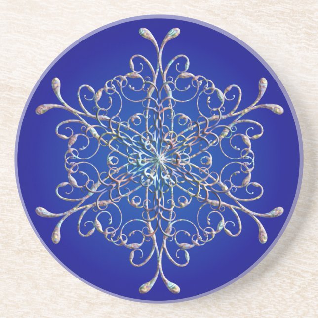 Blue Iridescent Snowflake Untersetzer (Vorne)