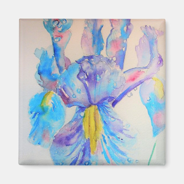 Blue Iris Art Blumengestalt Magnet (Vorne)