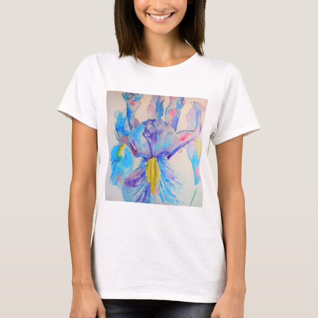 Blue Iris Art Blumengestalt T-Shirt (Vorderseite)