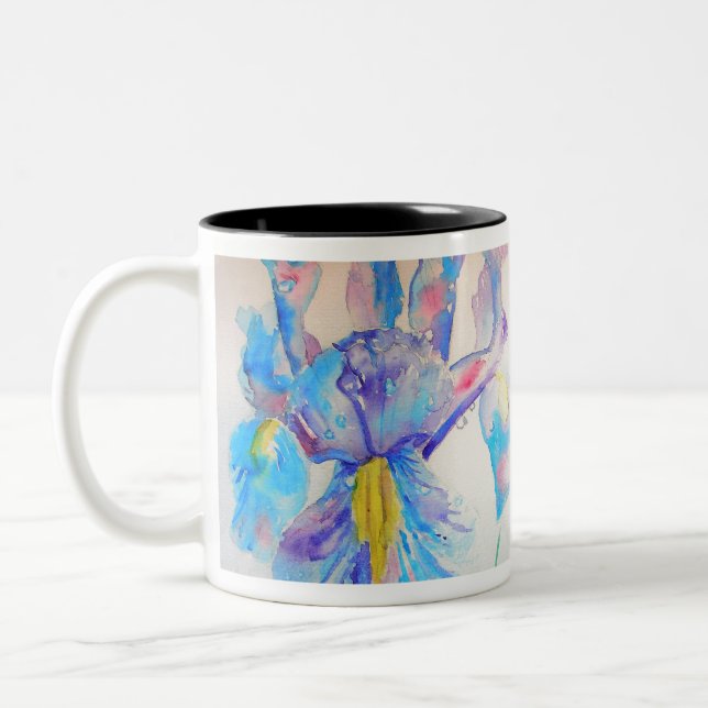 Blue Iris Art Blumengestalt Zweifarbige Tasse (Links)