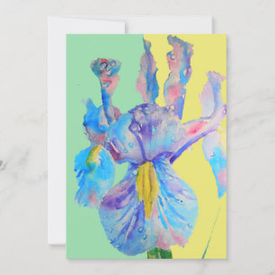 Blue Iris Art Watercolor Geburtstagsfeier Einladun Einladung