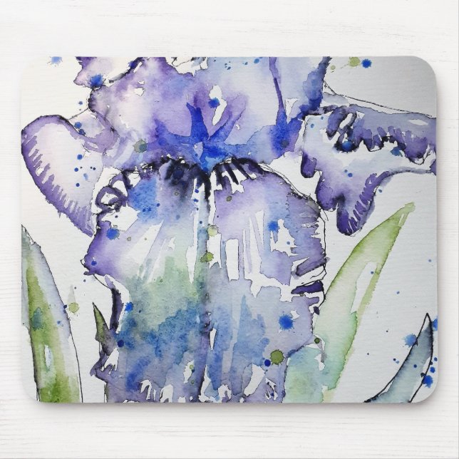 Blue Iris Blume Art Collection Mousepad (Vorne)